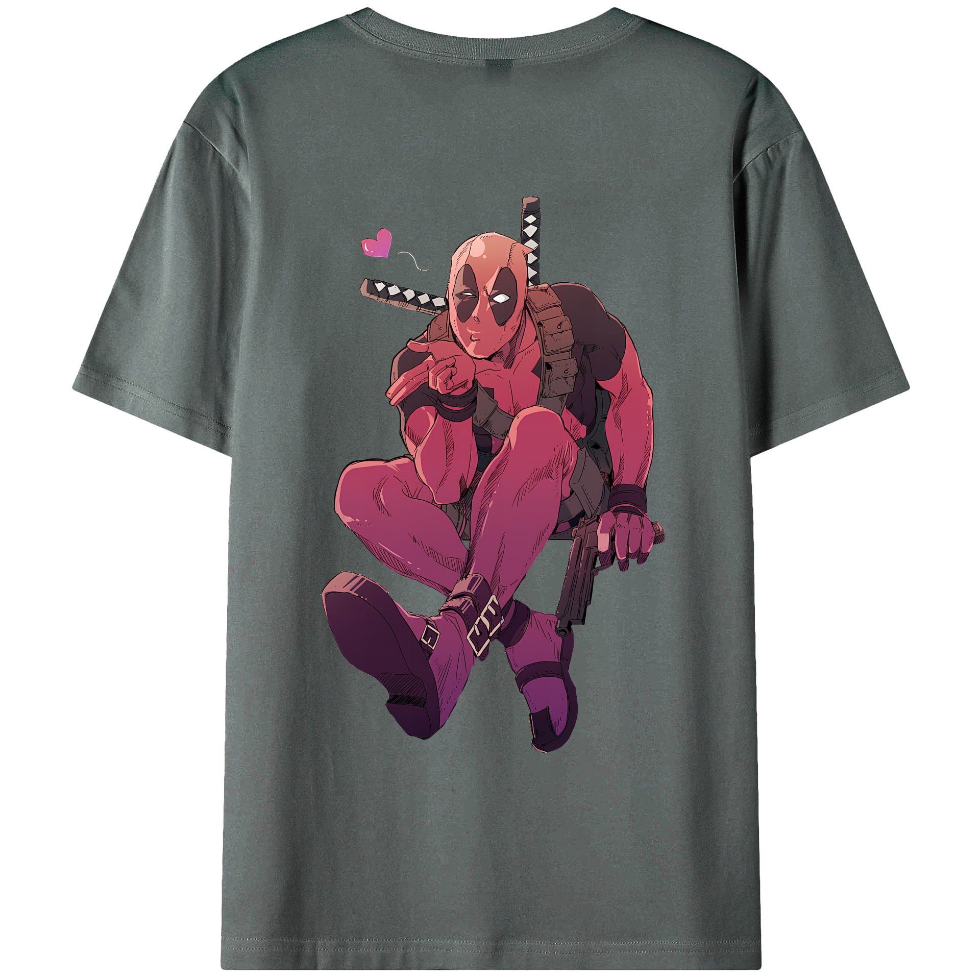（画像用） Deadpool デッドプール 綿100％ メンズ半袖Tシャツ（バックプリント） 通気性